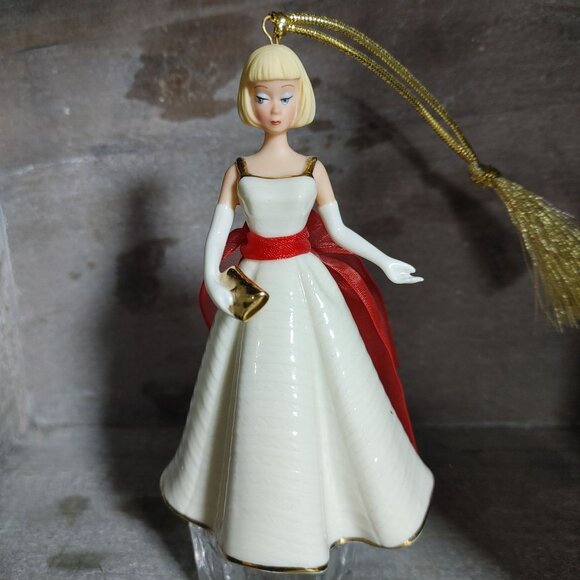 Barbie Ornament Lenox 2005 White Gold Red Sash Handcrafted Porcelain Collectible - Picture 1 of 13